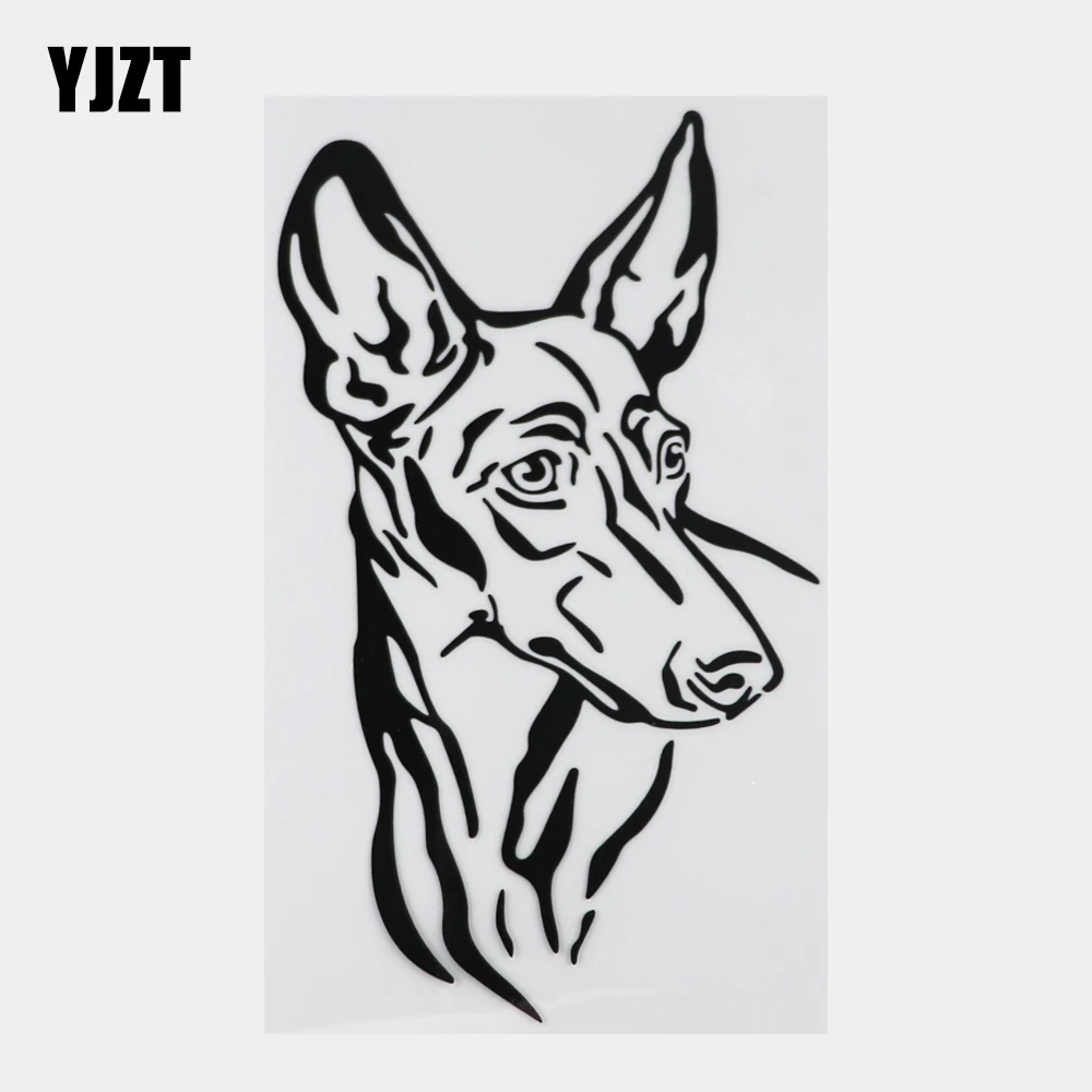 YJZT Cute Brave Doberman Dog Dog Decal Car Sticker Black/Silver Motorcycle Vinyl 10C-0187