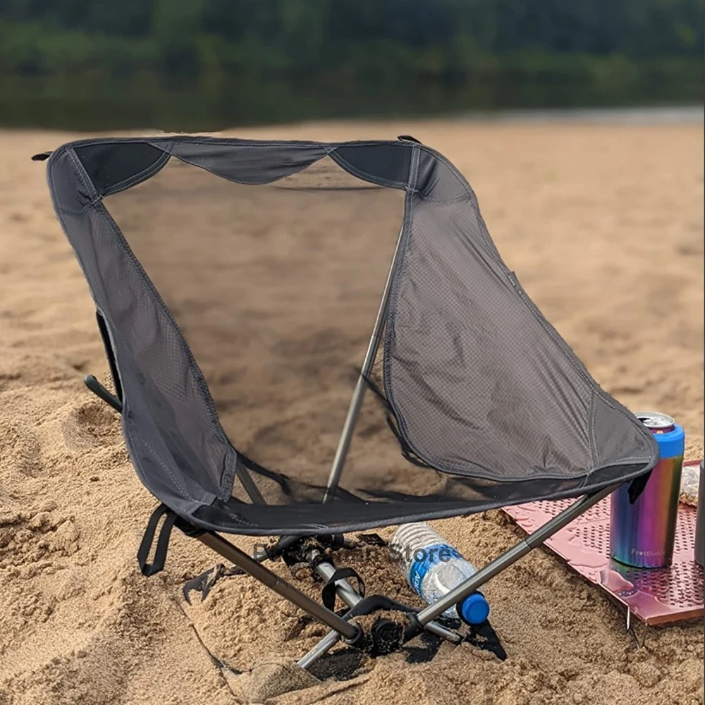 Imagem -05 - Ultra Leve Cadeira Dobrável para Acampamento ao ar Livre Cadeira Lua Portátil Cadeira de Praia Assento de Malha Verão Caminhadas Mochila