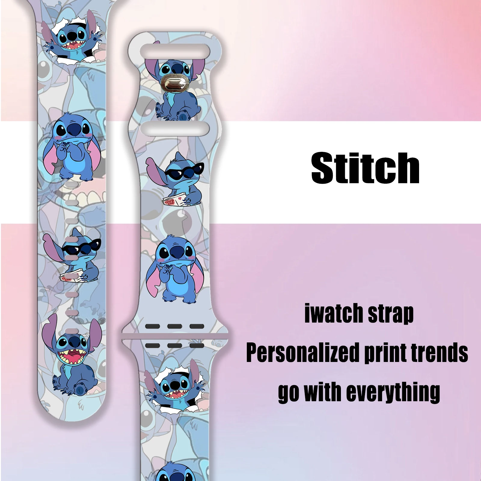 Stitch Series 3 bedrukte horlogeband voor iWatch 11 10 9 8 siliconen band vervangbare armband voor Apple Watch 46 mm 44 mm 42 mm 41 mm