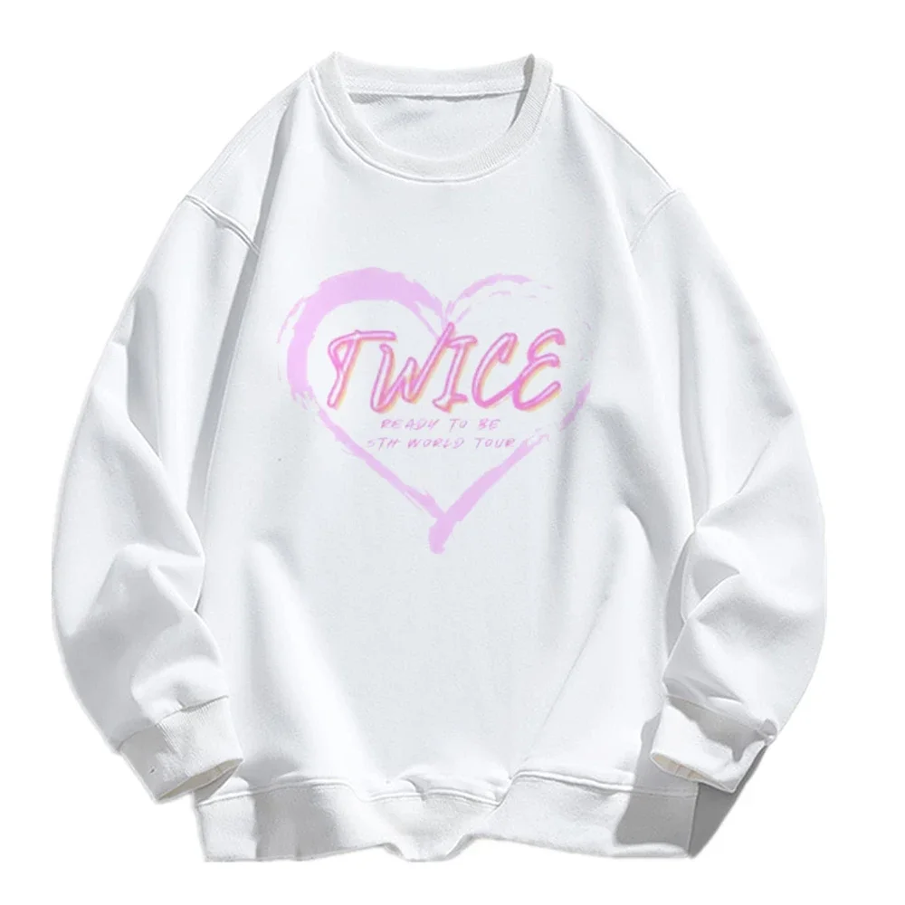 Kpop Twice Lovely Crewneck Sweatshirt Loose Long Sleeve Ready To Be Album Photo Printing Y2K Clothes Womem\'s Graphic Hoodies