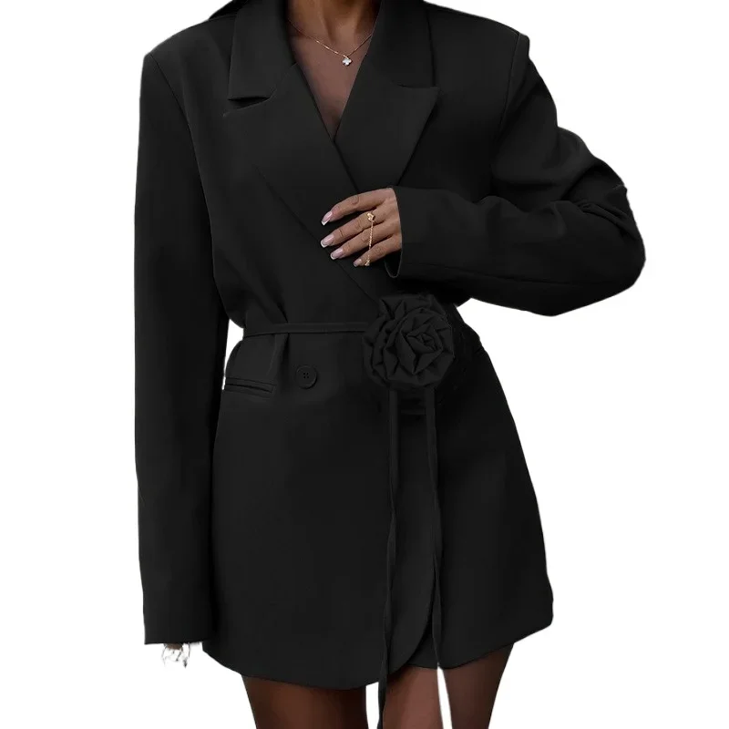 Autumn New Beautiful, Fashionable Temperament Commuting Slim Three-dimensional Flower Blazer Top Women