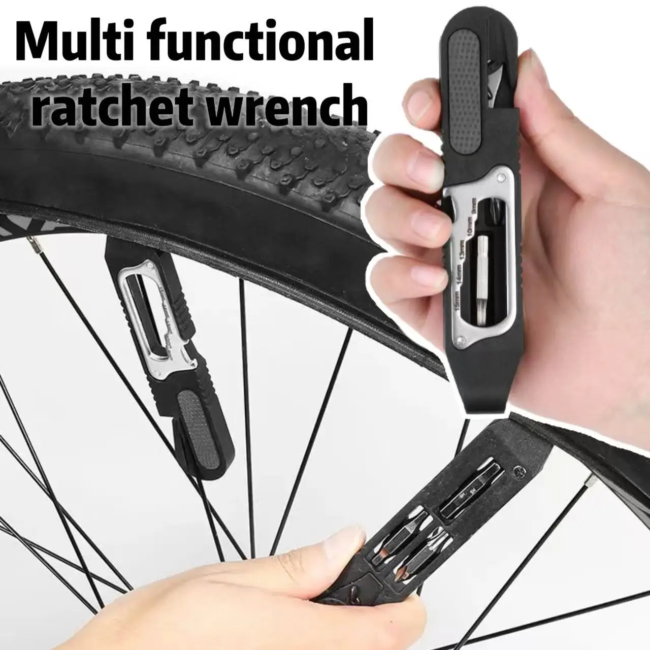 

Bicycle repair tool, multifunctional ratchet wrench, tire removal wrench, mountain bike, road bike repair tool