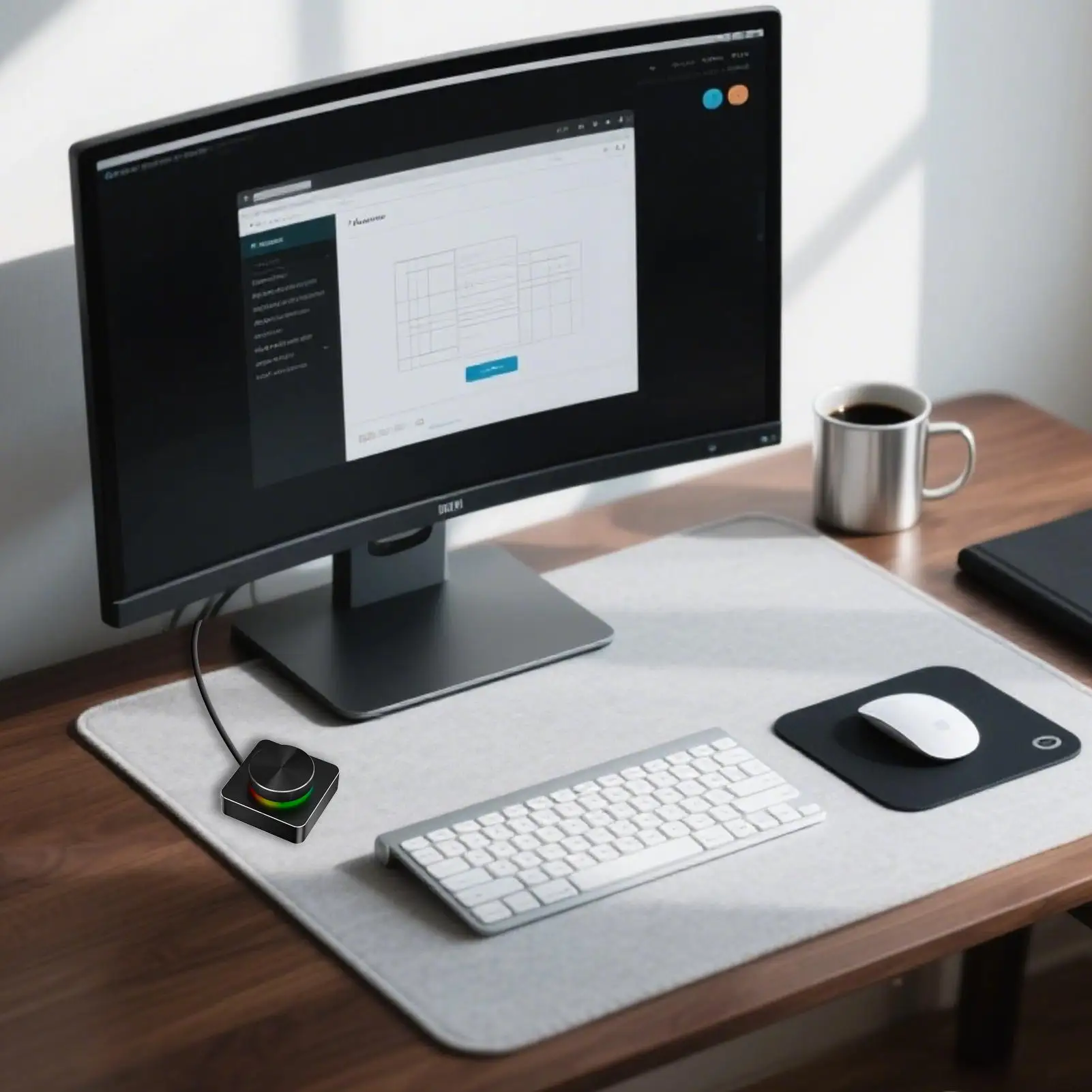 

Wireless Volume Control Knob Computer External Wireless Media Volume Controller Seven Lighting Modes RGB Speaker Button For