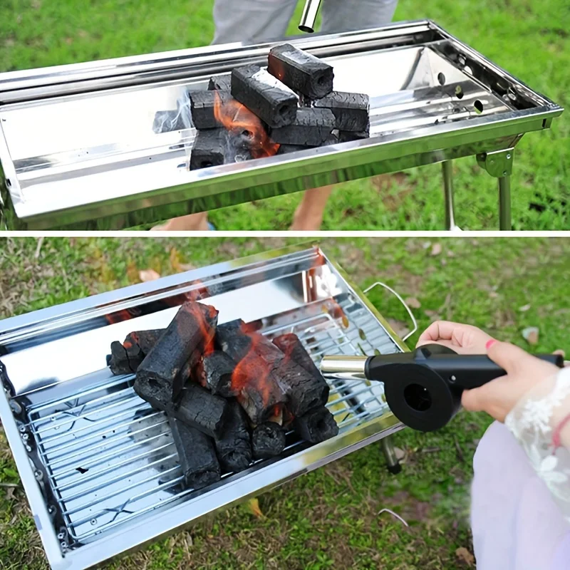 Grill Manual Fan Hand Crank BBQ Fan Portable Barbeque Air Blower With Manual Handle Speed Control Hand-cranked Blower For Out