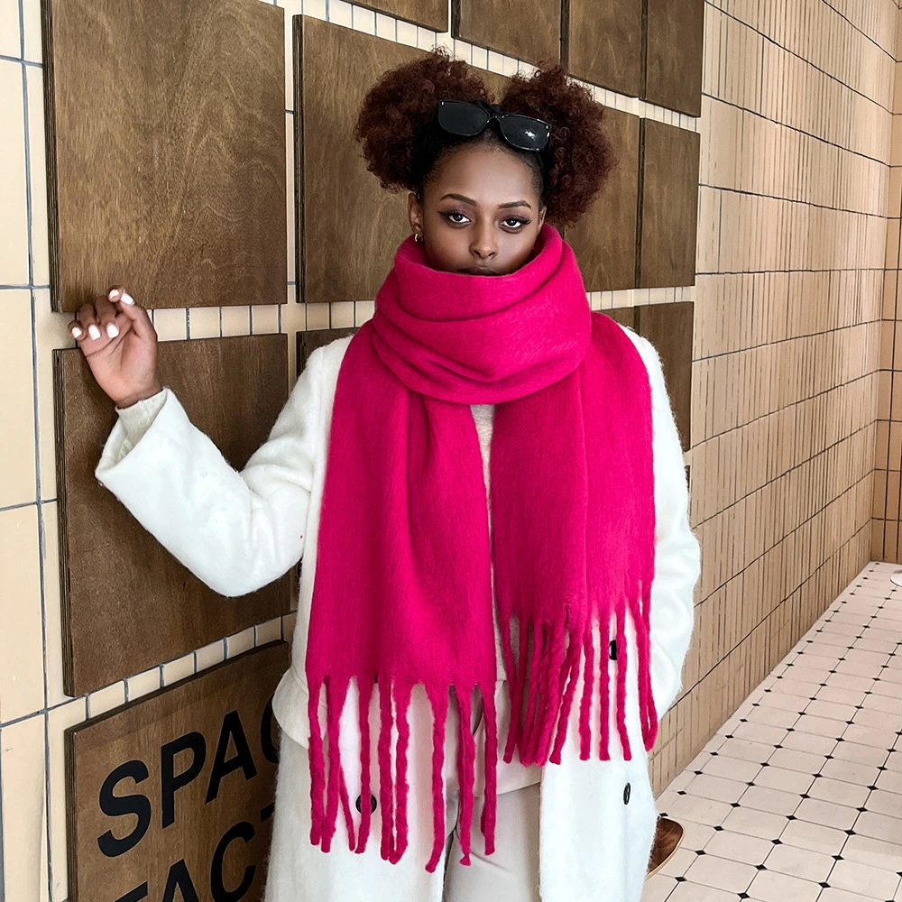 

Winter Scarf For Women Cashmere Warm Solid Pashmina Blanket Wraps Female Thick Soft Bufanda Big Tassel Shawl Long Poncho Echarpe