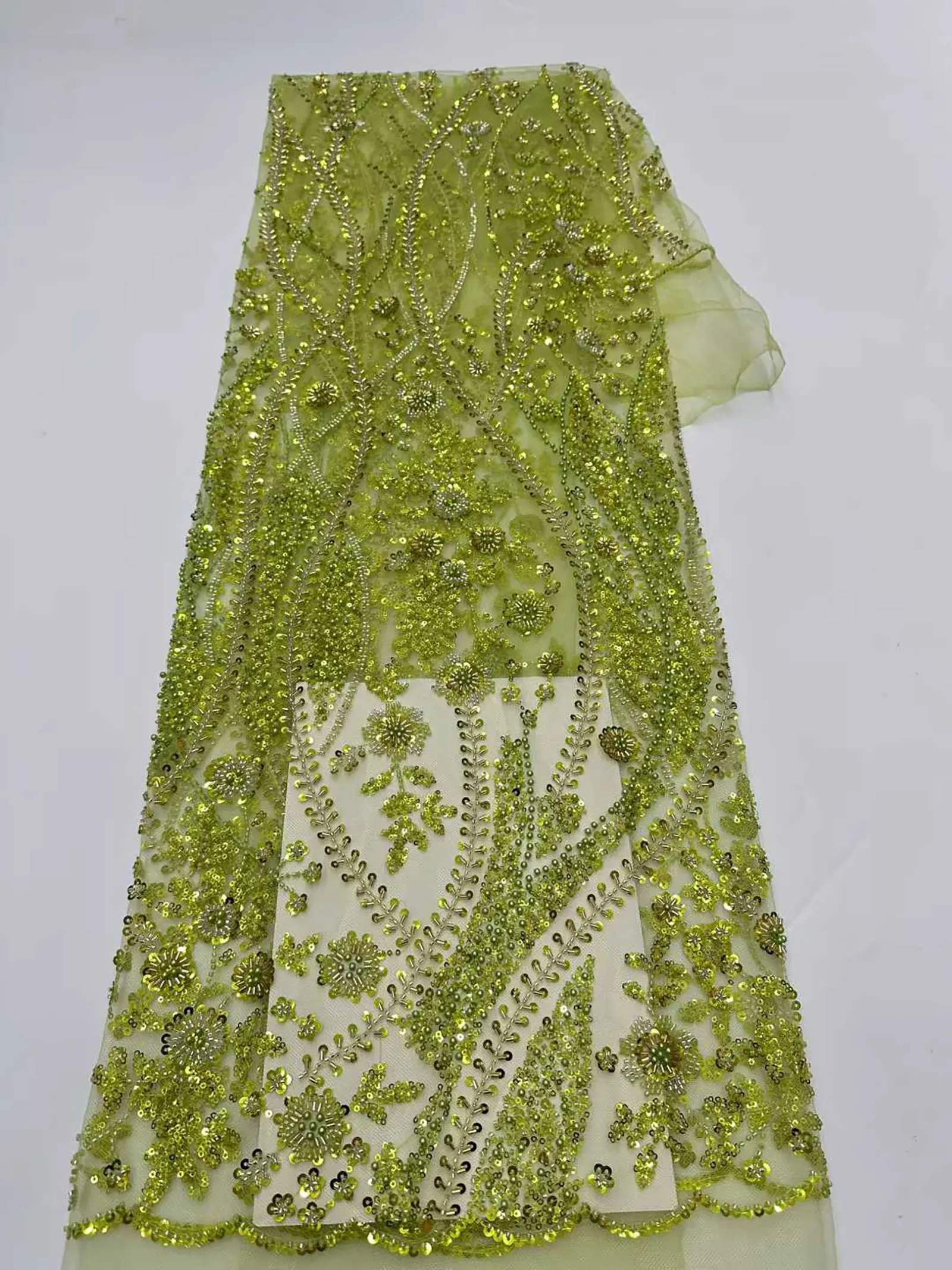2026 Neues Design Afrikanischer Perlen-Spitzenstoff Hochwertige Französische Pailletten-Spitze Lila Nigerianischer Party-Hochzeitskleid-Stoff zum Nähen – Detail 26