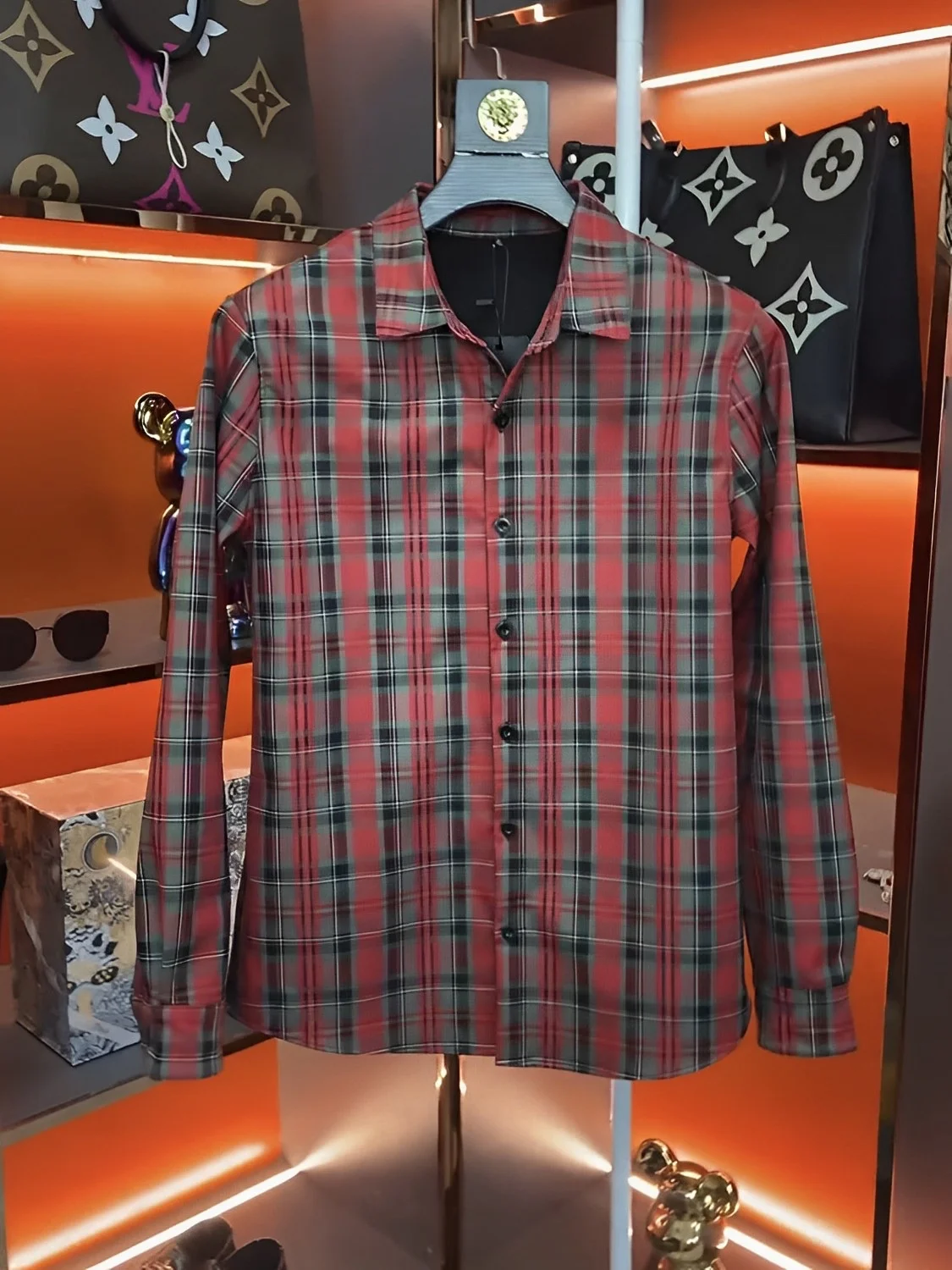 

Slim Fit Long Sve Men's irt Faionable Plaid Collared Spring Autumn New Sle Iron Free Thiened Simple Haome