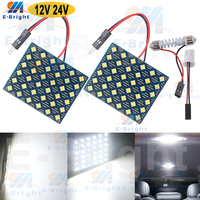 2PCS AC DC 12V 24V Festoon 3030 36 SMD T10 W5W LED Bulbs Truck Car Door License Plate Reading Dome Light Nonpolarity White 6500K