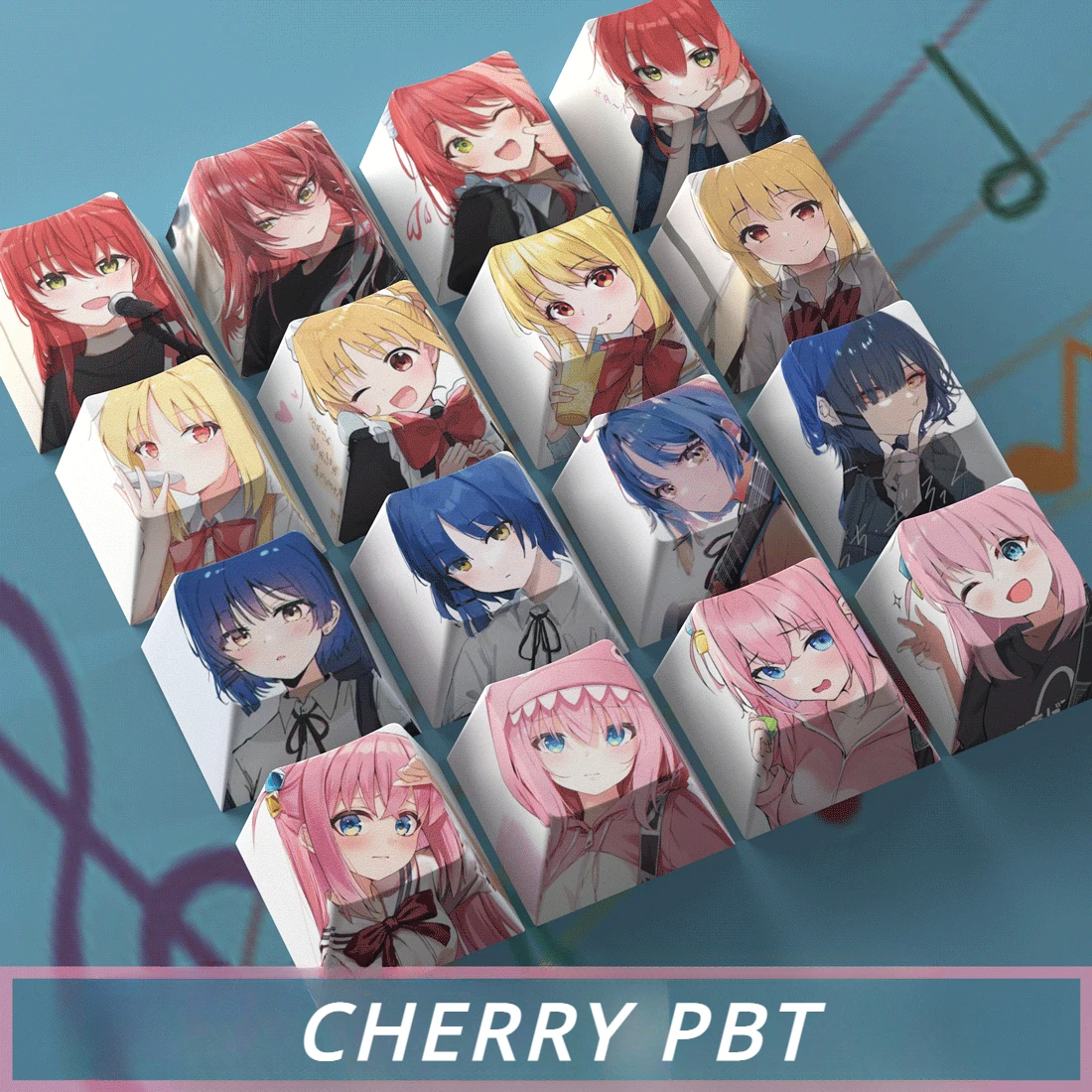 Bocchi The Rock Keycap, 4 teclas, sublimación, Cherry, Anime japonés para llave adicional, Gotohhitori, いじにか か