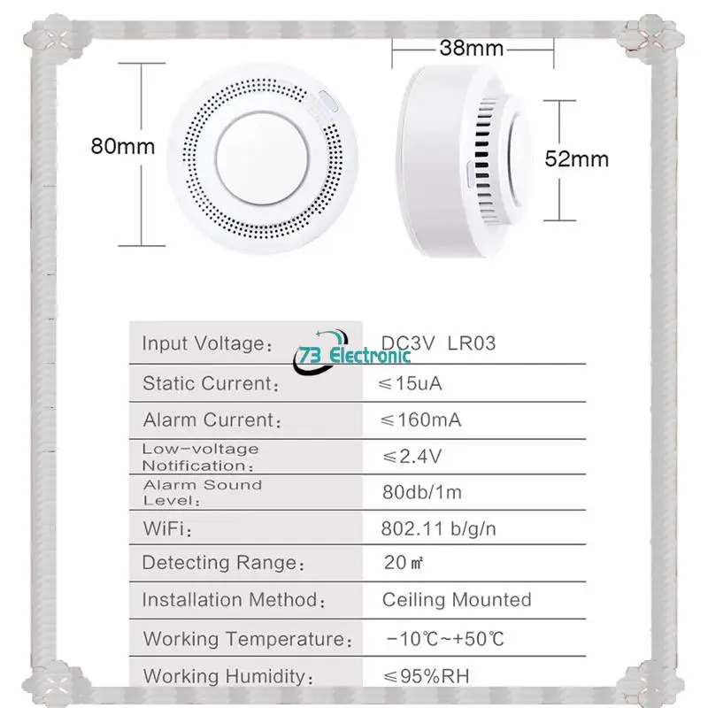 24-Stunden-Lieferung 6Pack Tuya Wifi Smart Rauch Sensor Smartlife APP Steuerung Rauch Alarm 80Db Auf Website Alarm für Alexa & Google Assi