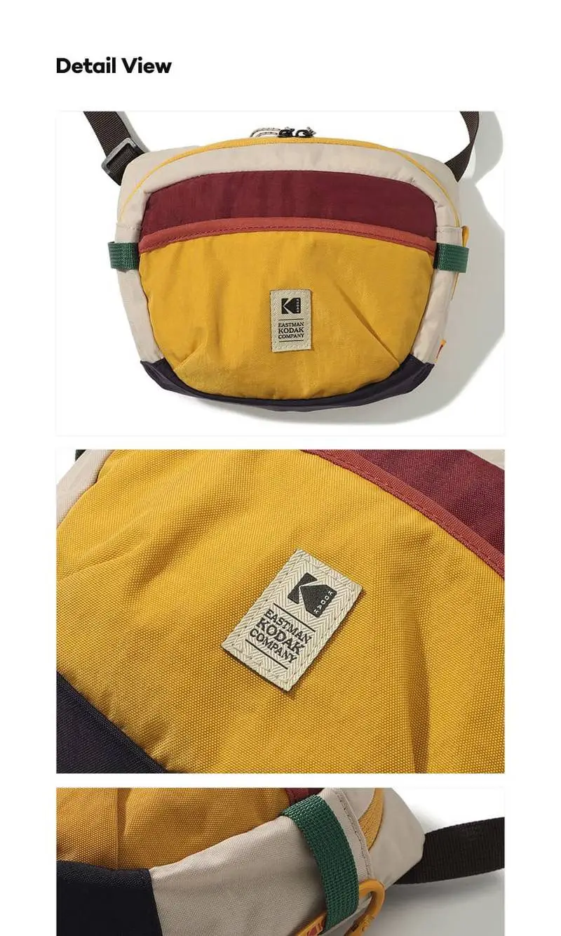 KODAK Retro Casual Kontrastfarbene Outdoor-Umhängetasche mit mehreren Taschen – Detail 4