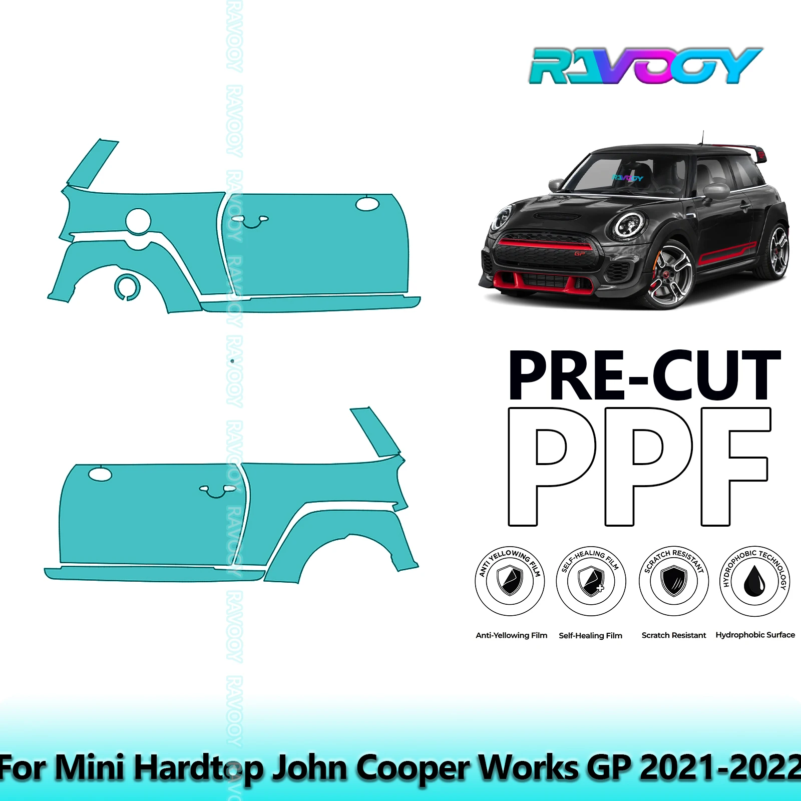 

For Mini Hardtop John Cooper Works GP 2021-2022 8.5mil Pre-Cut PPF Door & A/B Pillar Kit TPU Paint Protection Film Set