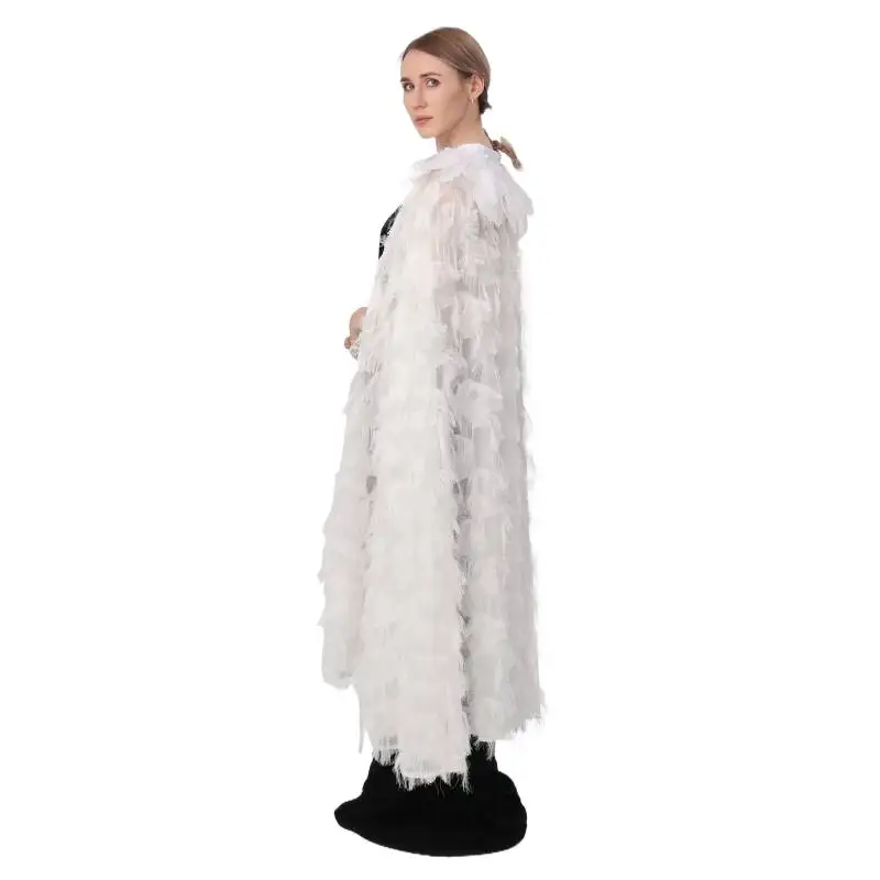 WENAM AUF LAGER Damen-Umhang mit Federkragen, Gothic-Vampir-Hexe-Umhang, Halloween-Federschal mit elegantem Gothic-Stil, neu