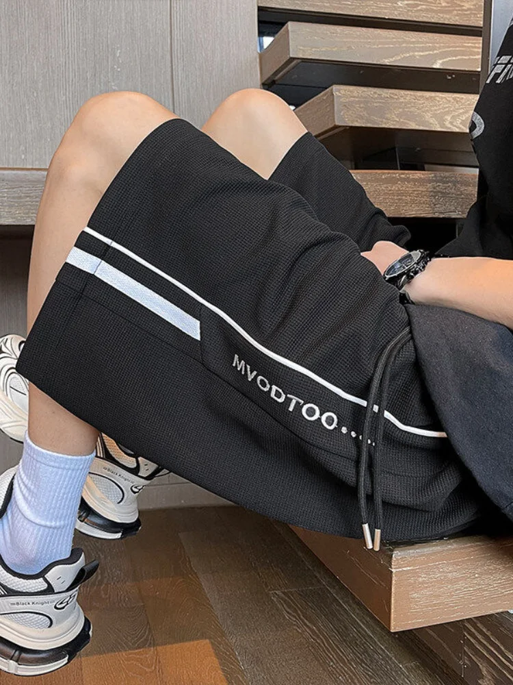 

Мужские летние спортивные шорты в американском стиле с полосками, повседневные брюки свободного кроя, легкие, дышащие, карго, длиной до колена