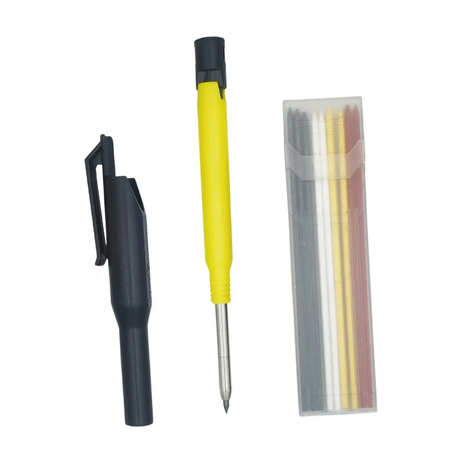 Lápis de carpinteiro com 8 recargas Caneta de alcance profundo de cabeça longa para desenho e escrita