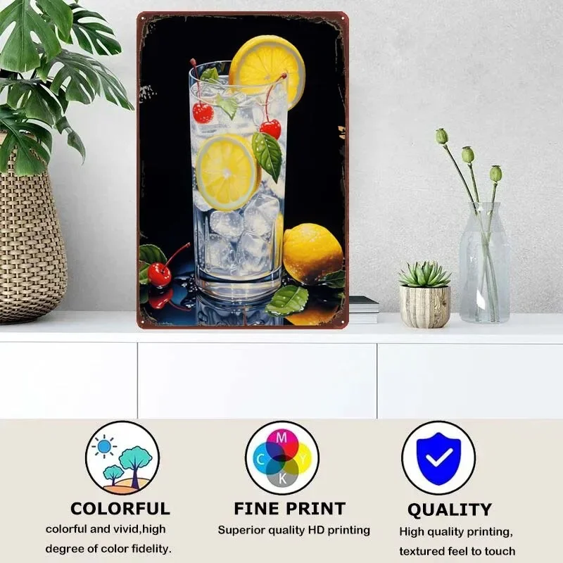 Tom Collins Cocktail Decoration for Home Decor Items Metal Signs for Bar Restaurant Coffee Bar Wall Decoration Art Mural Retro