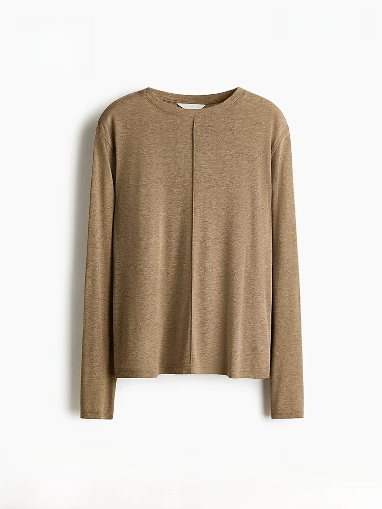 

Новинка весенней коллекции: Женский лонгслив H&M из смесовой шерсти, полиэстера и вискозы с отворотом по низу, для повседневной носки