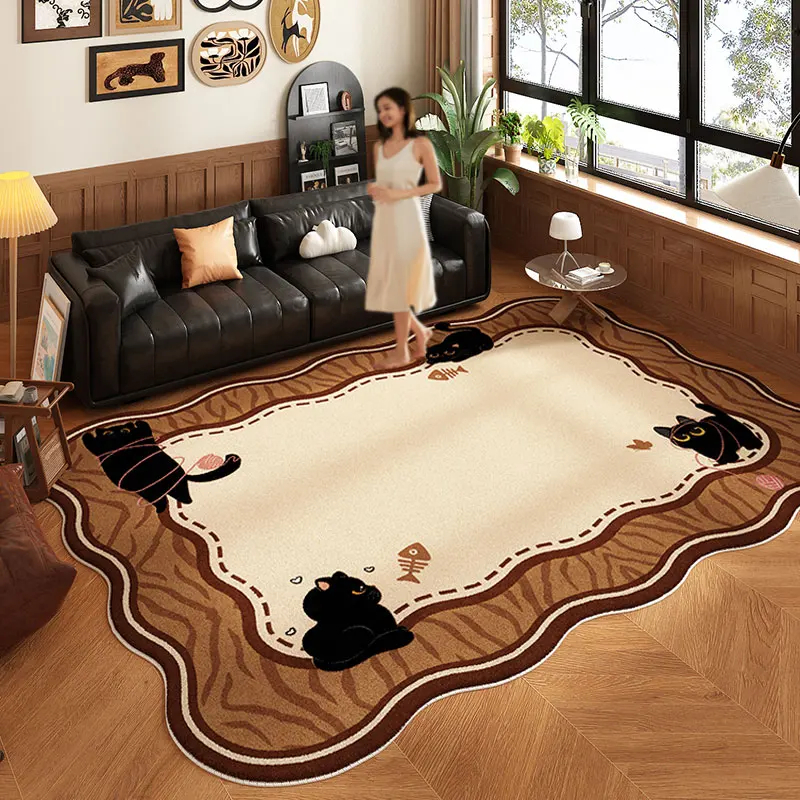 

Autumn and Winter Cat Living Room Carpet Fluffy Waterproof No Maintenance Bedroom Side Sofa Coffee Table Mat Room Decor Rugs