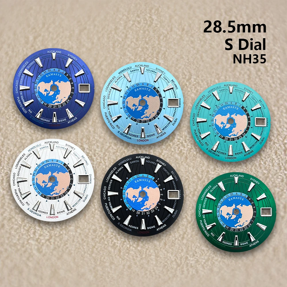 

28.5mm S Logo Dial Fit NH35/NH36 Japanese Movement Green Luminous High-Quality Watch Modified Accessories