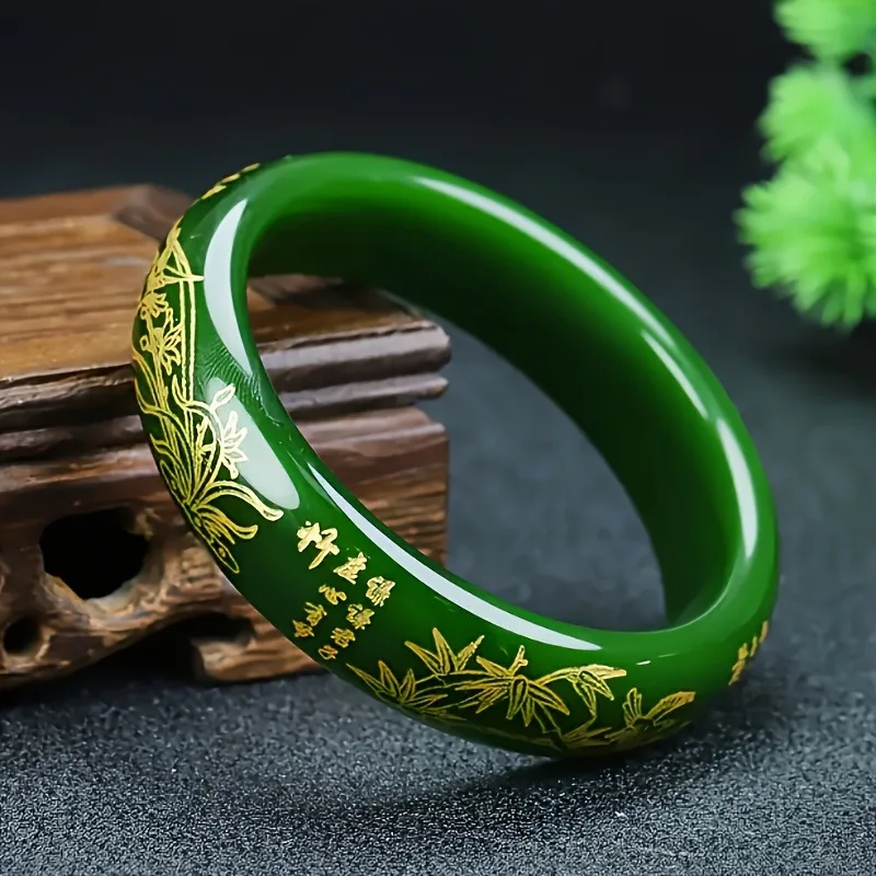 

Зеленый браслет из шпината из натурального камня, универсальные украшения в этническом стиле в стиле ретро