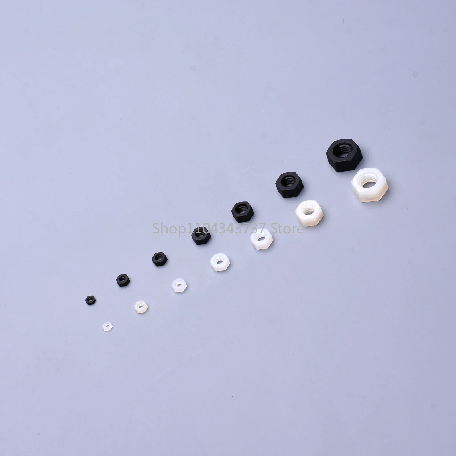 M2-M20 White Black Nylon Hex Nut DIN934 Plastic Hexagon Nut Assorted Lock Nut for Furniture Car Repair Hardware Fastener