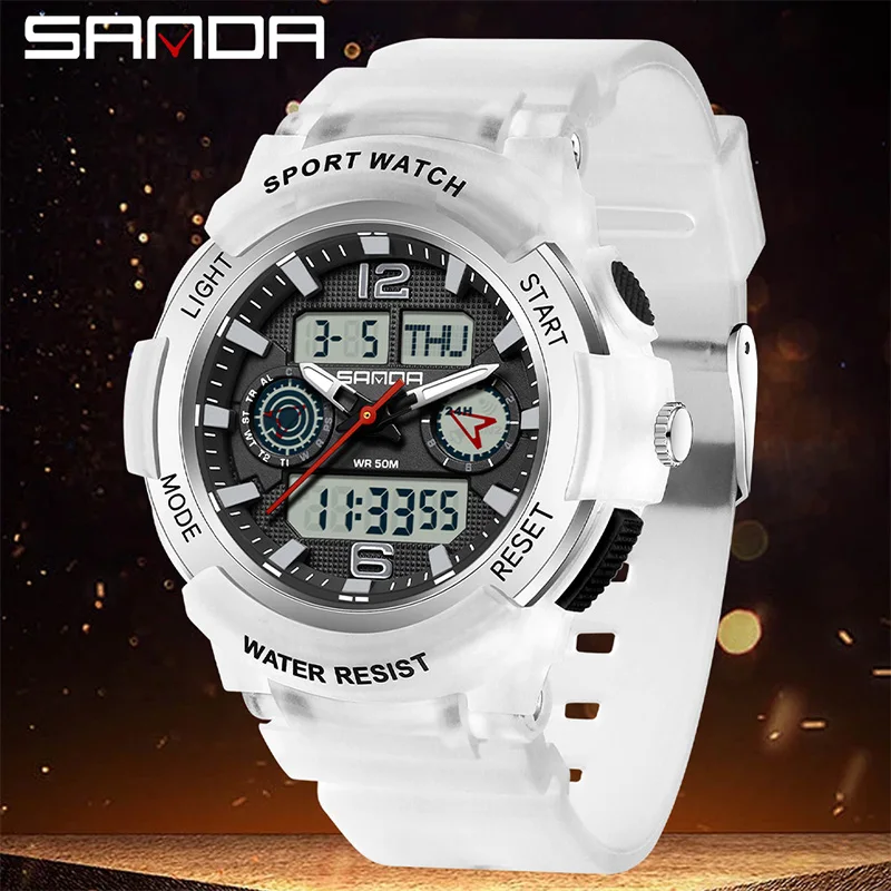 SANDA 6188 Waterproof Fashion Multi functional Multi functional Quartz Electronic Men's and Women's Watch Student Sports