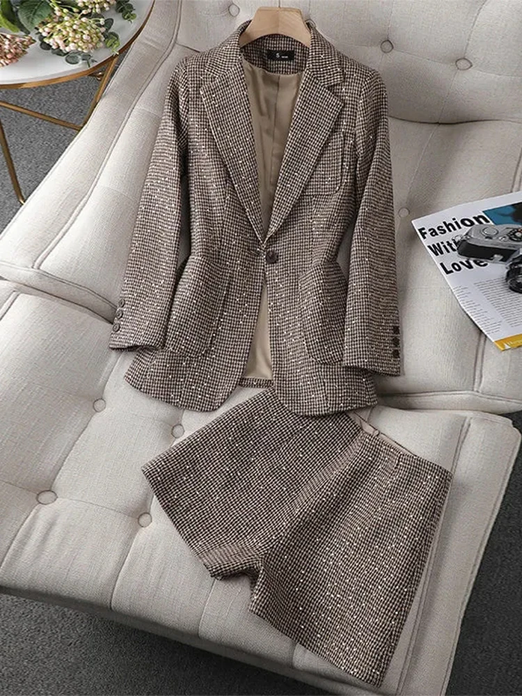 LatejVintage-Ensemble Deux Pièces pour Femme, Blazer, Short, Trempé, Taille Haute, Mini, Décontracté, Printemps, Automne, Nouveau, 2024