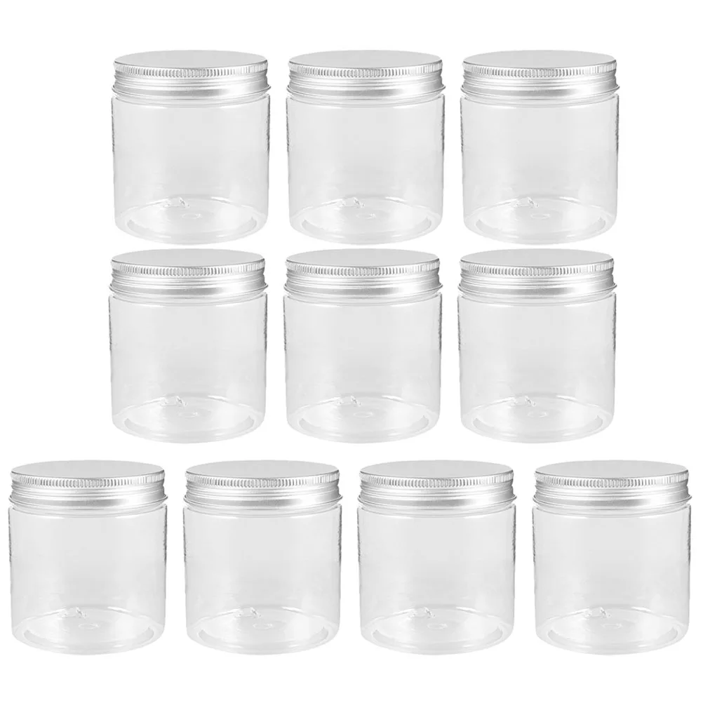 

10 Pcs Mini Mason Jar Set Food Containers Round Storage Jars with Cover Sealed Pet Plastic Empty Small Wide Mouth