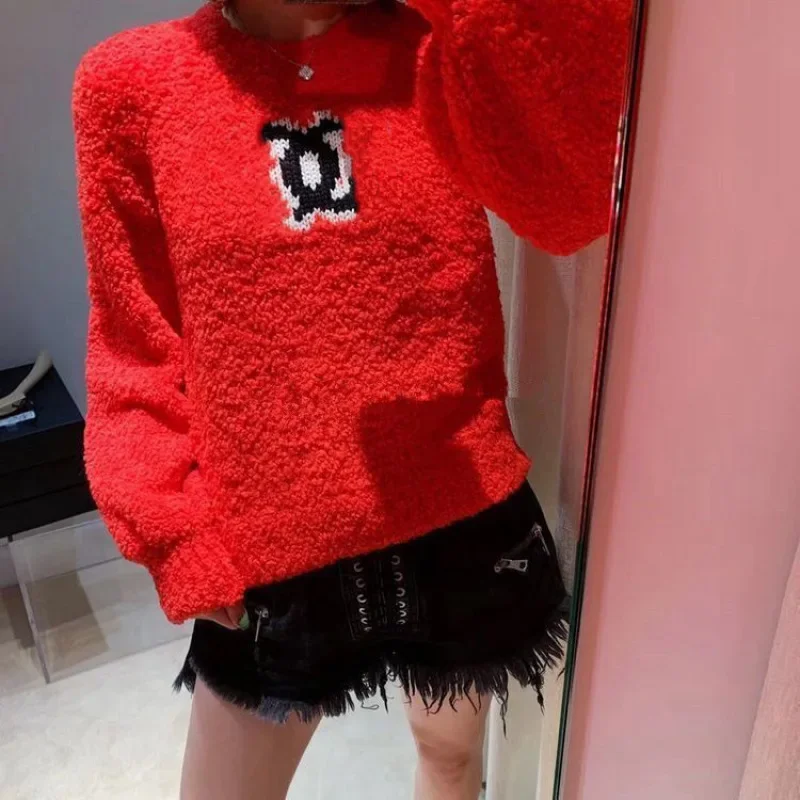 Fashion Luxury Brand Round Neck Golf Knitted Sweater Women Spring and Autumn High-end Loose Knitted Top Pullovers Golf Clothing