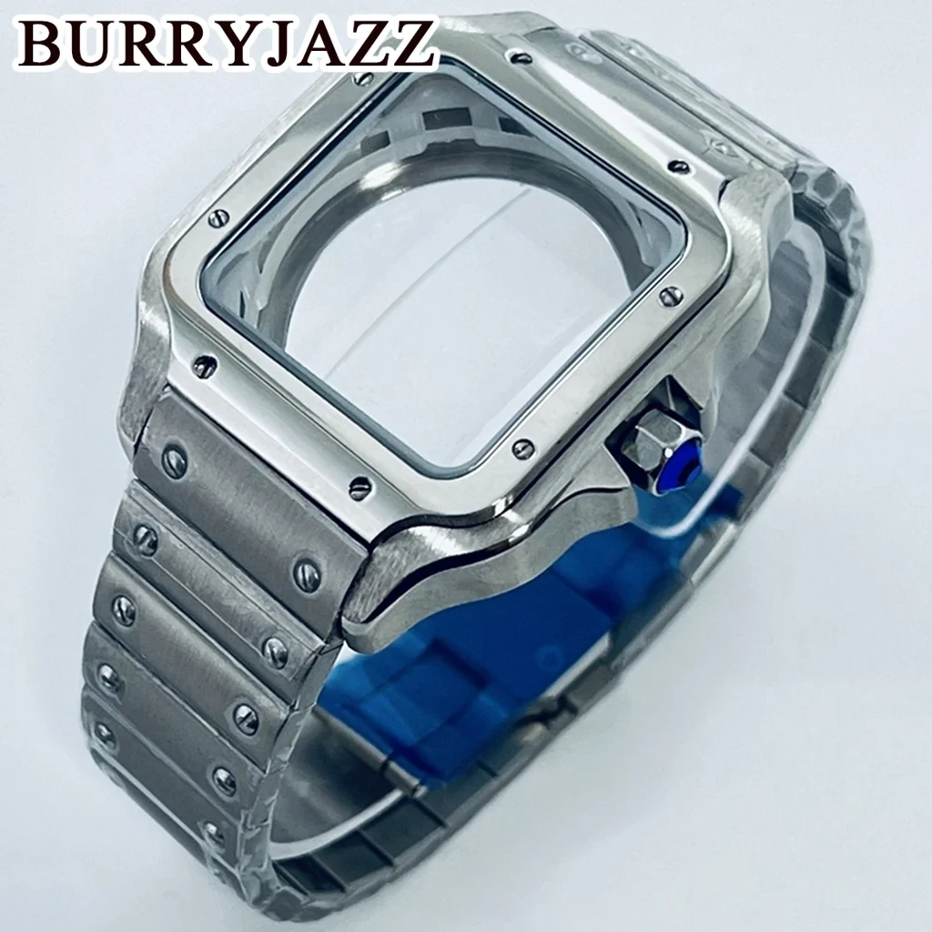 スクエアウォッチケース-サントス-nh35-38mm-316l-ステンレススチール-腕時計アクセサリー改造パーツ-nh35-4r35-nh36-4r36-ムーブメント対応