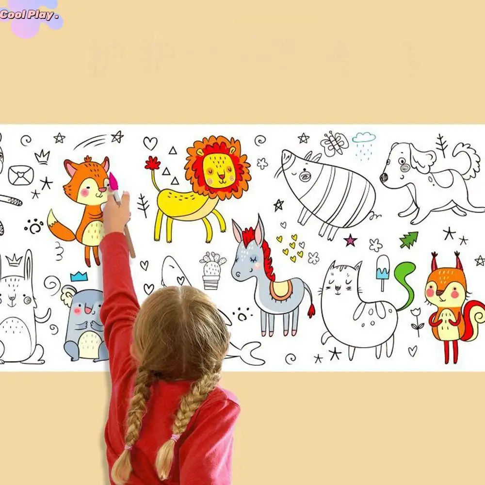 Rotoli di graffiti Giocattoli da colorare Scorrimento da disegno per bambini Riempimento di colore Rotolo di carta Rotolo da disegno per bambini Pagine da colorare vuote