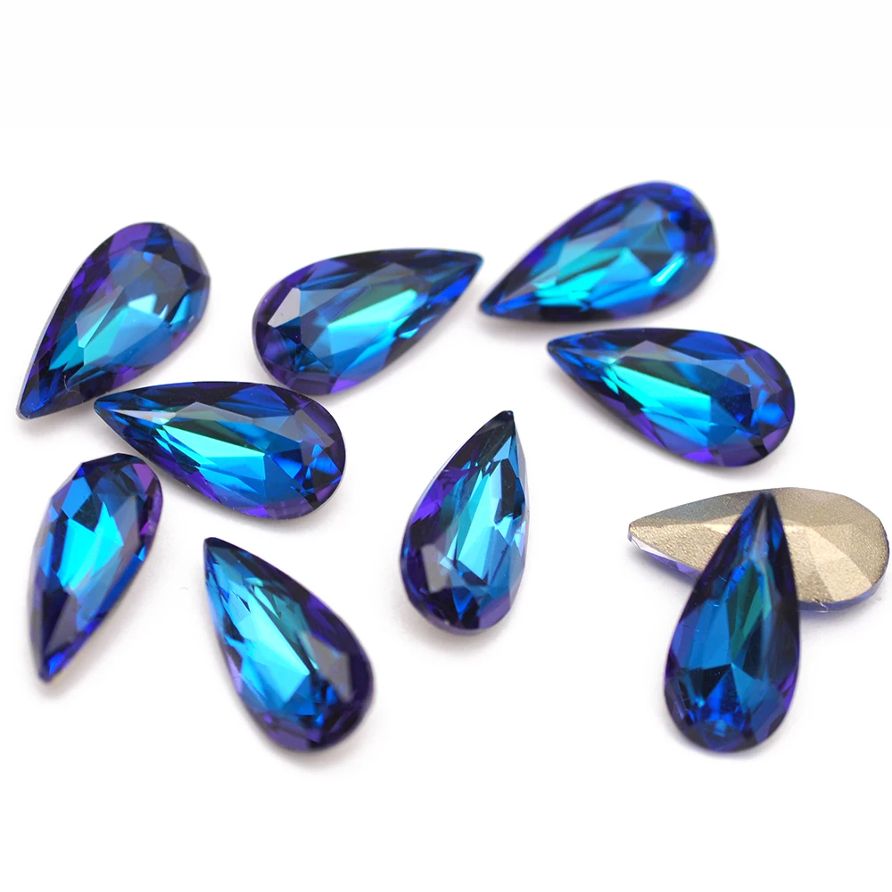 10PCS Teardrop 5A Nail Art Rhinestones Pointback Loose Manicure Decoration Glass Diamond DIY Crafts Supplies Beads