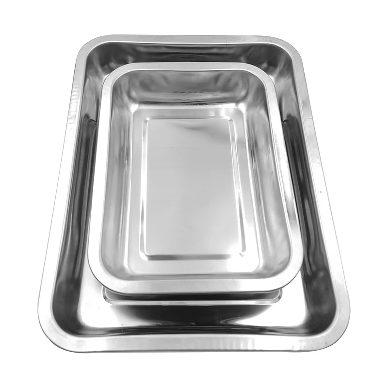 Stainless Steel Square Tray Sterilization Tray Surgical Tray 2 Sizes Surgical Medical Dental Storage Tray Lab Instrument Tray