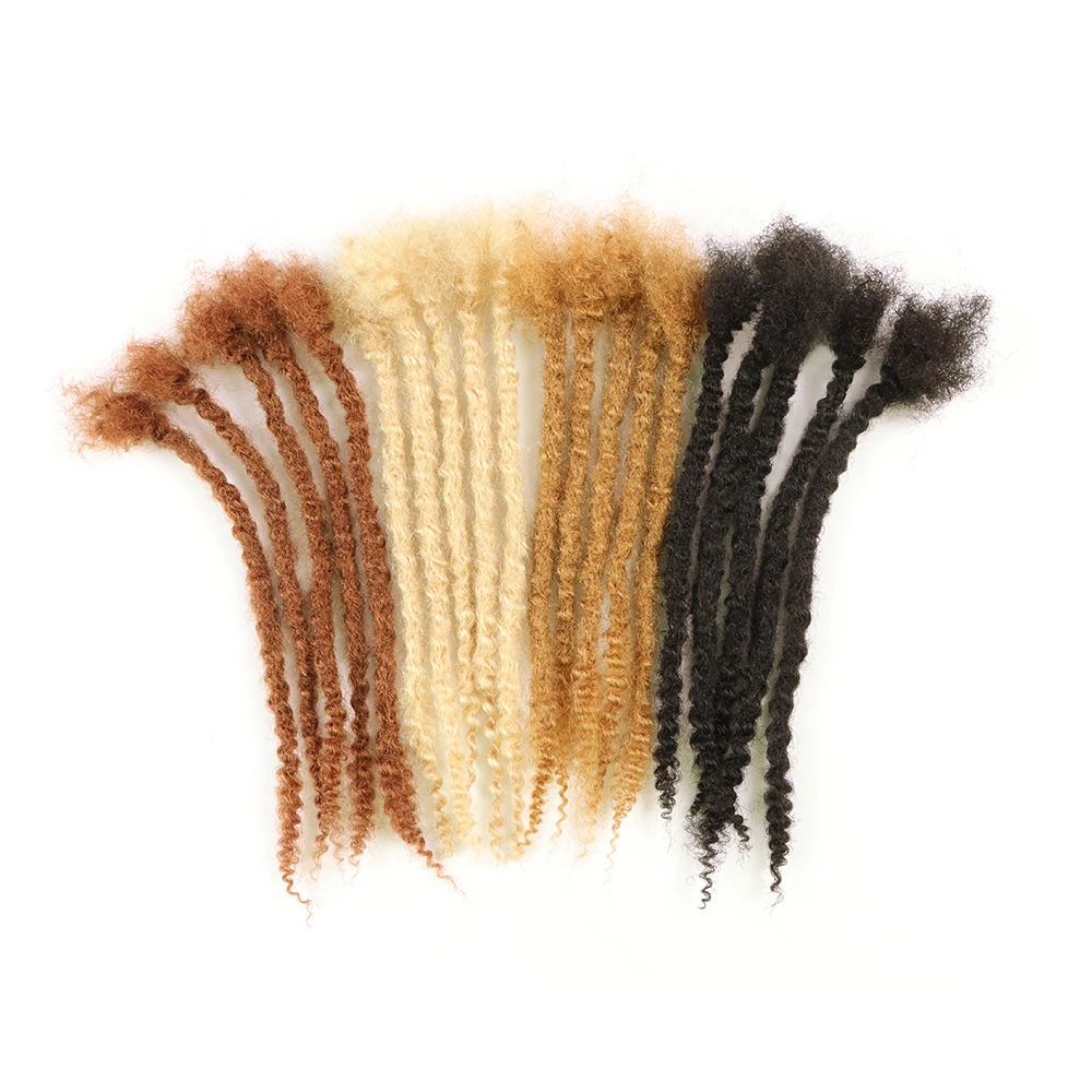 AHVAST-Extensions de Cheveux Humains Noir Naturel, Texture Enroulée, Extrémités Bouclées, Locs, Petite Taille, 0.6cm