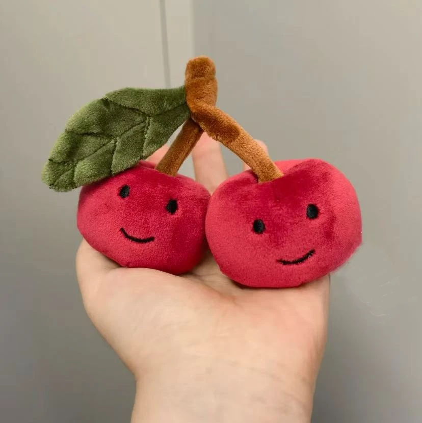 Cute Fruit Plush Pendant Cherry Doll Keychain Small Accessory for Schoolbags Simulated Cherry Design New Arrival