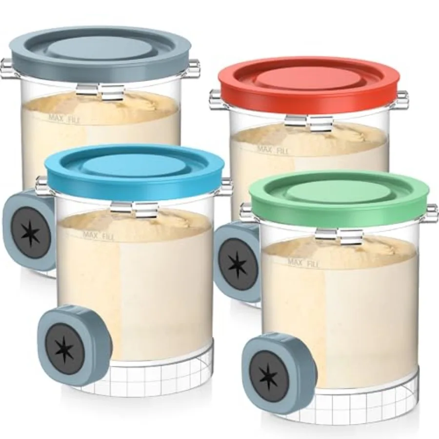 

Replacement Pints and Colorful Lids for Ninja swirl creami NC700, NC701 Series Ice Cream and Soft Serve Makers, 4 Pack creami c
