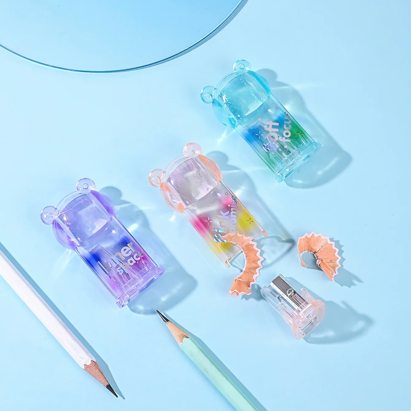 1pc/4pcs Soul Color Pencil Sharpeners Transparent Gradient Colors Portable Sized One-hole Sharpener for Pen Stationery A3251