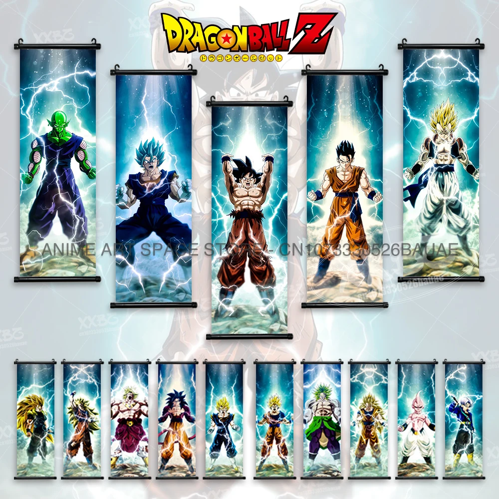 

Dragon Ball Hanging Paintings Kakarot Goku Canvas Vegeta Scrolls Picture Saiyan Wall Art Home Decor Anime Poster Computer Room