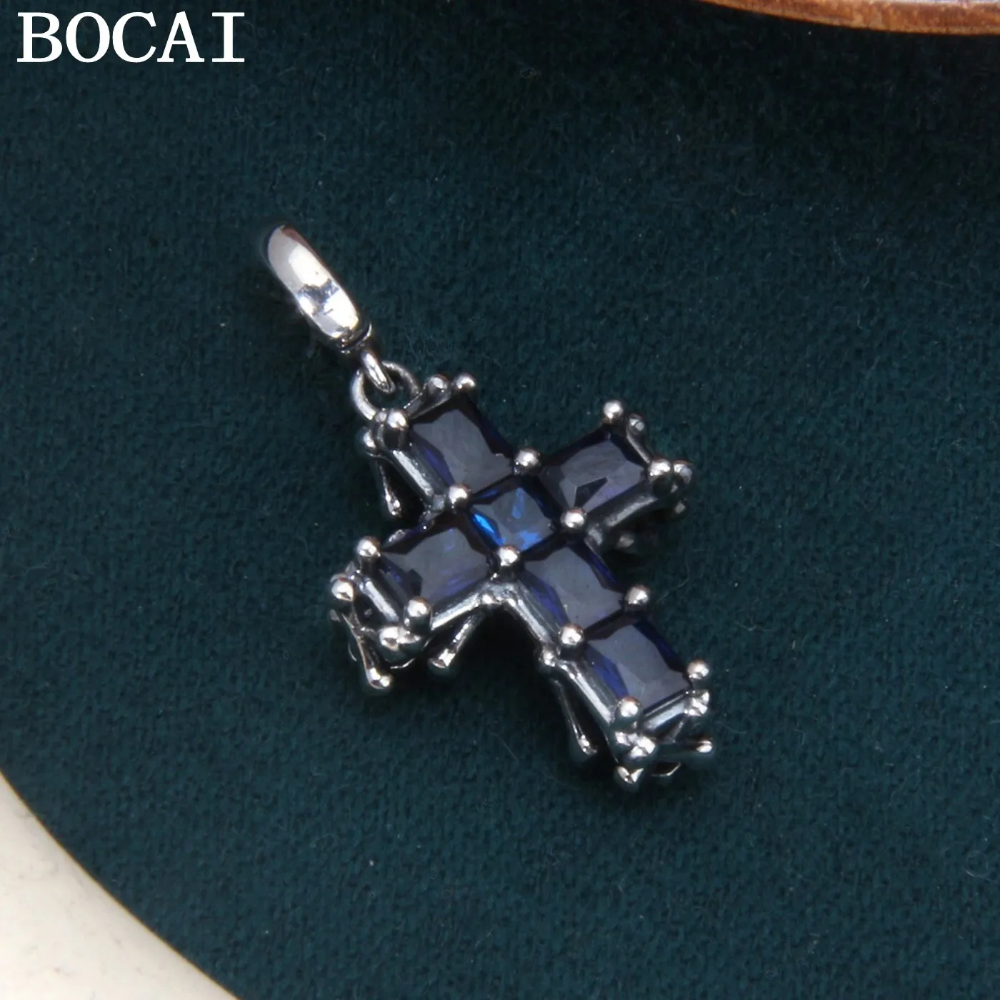 

BOCAI НОВЫЙ серебряный модный комплект в стиле хип-хоп S925 с двухсторонней подвеской в виде креста из циркона