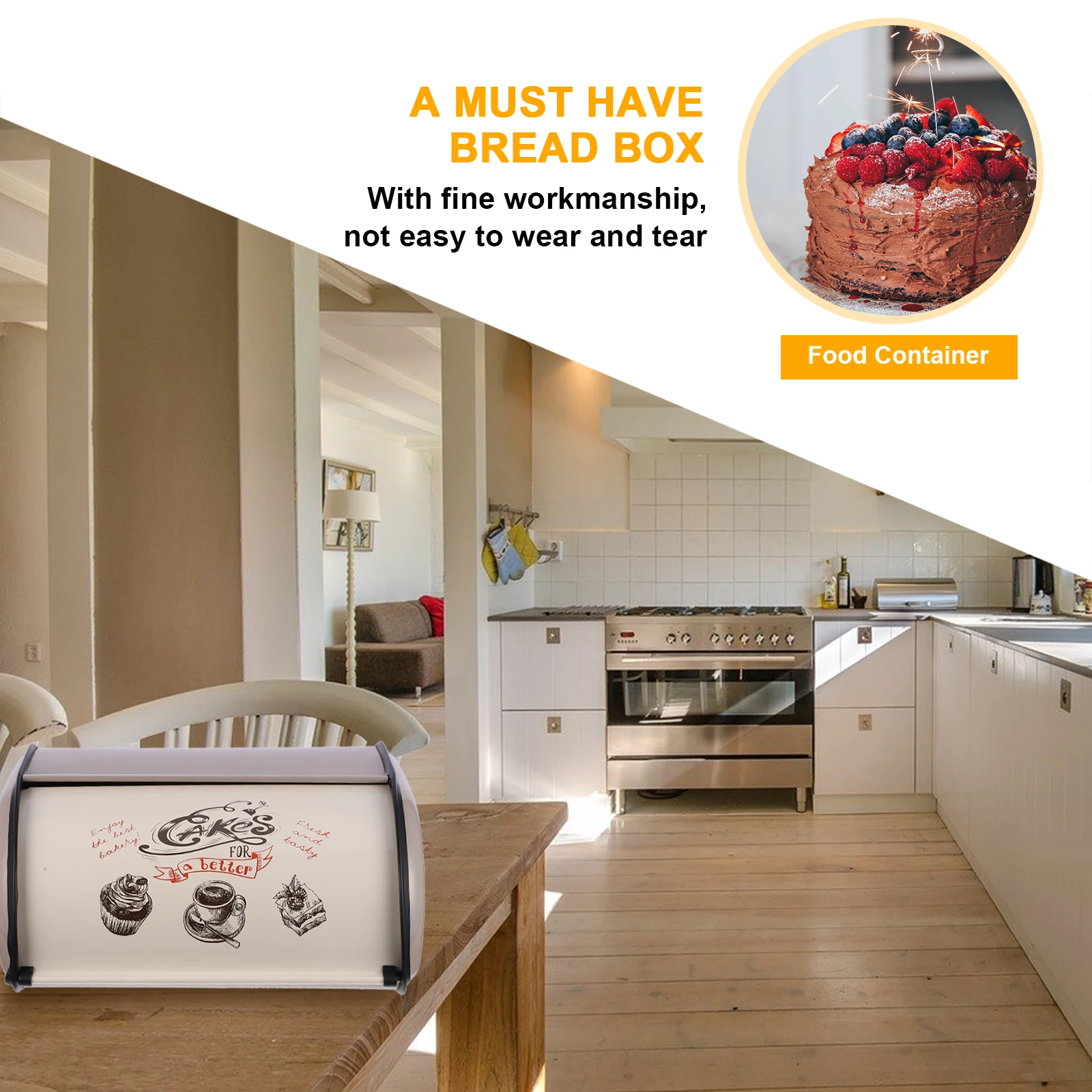 

Iron Bread Storage Box Metal Food Container For Kitchen Home Bakery Strong Long Lasting Smooth Surface Bread Bin Snacks