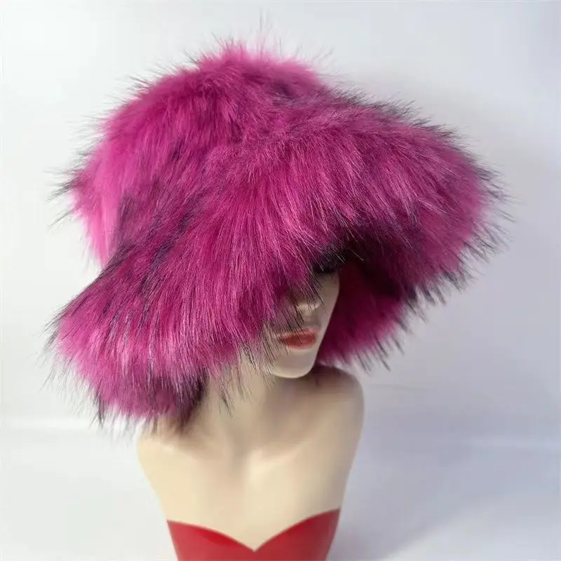 

Winter Women Fluffy Faux Fur Hats Thicker Classic Luxury Girl's Caps Keep Warm Plush Ins Fisherman Hat Street Dancing Hat