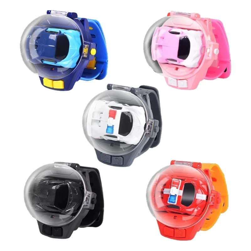 Genérico Mini voiture télécommandée bracelet – 2,4 GHz voiture rechargeable USB | Style montre de voiture RC portable pour enfants | Cadeau de Noël d'anniversaire pour garçons filles, alliage, couleur