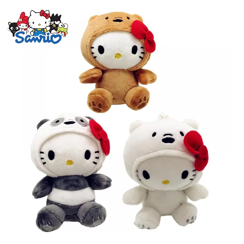 سانريو الكرتون مرحبا كيتي المفاتيح الدب الأبيض الدب أنيمي ألعاب من نسيج مخملي الباندا لطيف لينة محشوة دمية قلادة سلسلة مفاتيح الهدايا اللعب #2