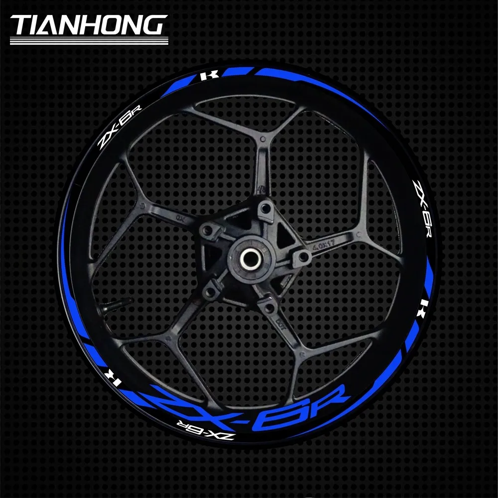 Applicable to Kawasaki 17 inch 636 ZX6R Universawheel hub personalized modification rim steel ring waterproof reflective sticker