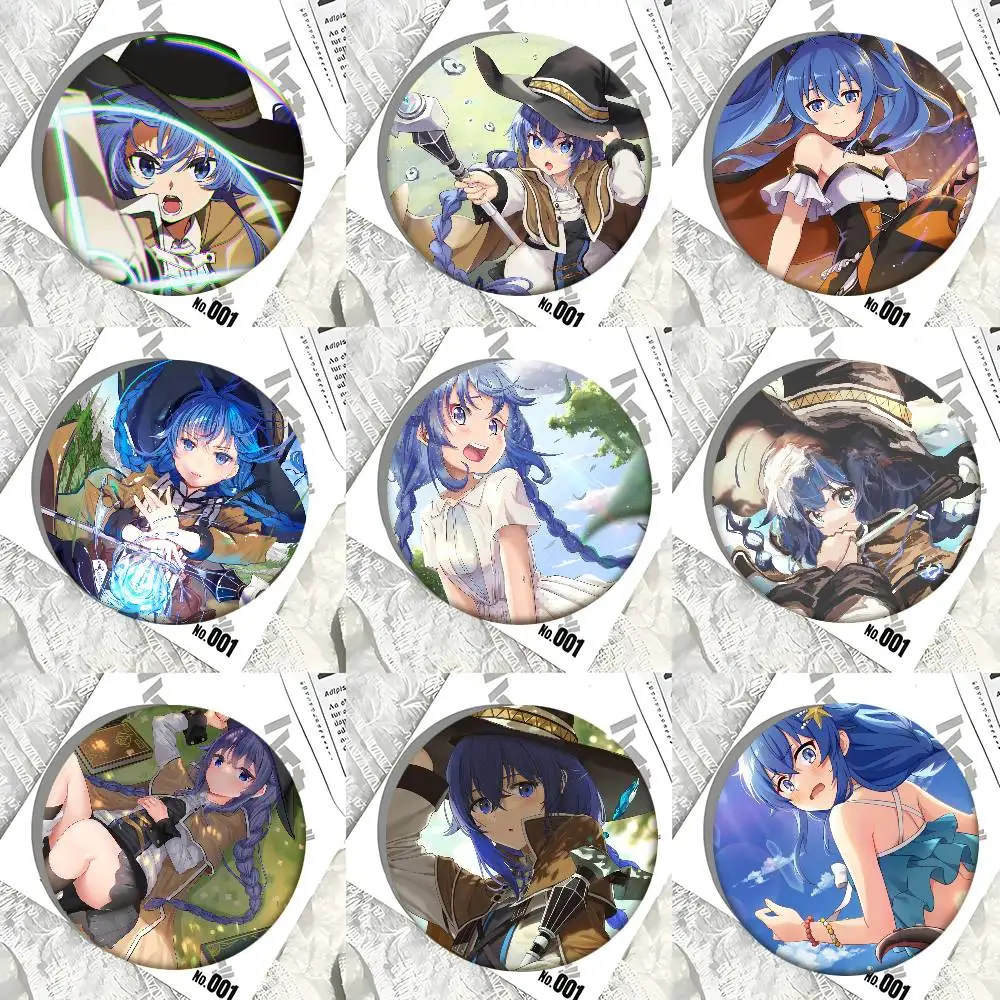 Anime Mushoku Tensei Roxy Migurdia Abzeichen Runde Abzeichen Weißblech Münze Brosche Kleidung Rucksack Zubehör Anstecknadel
