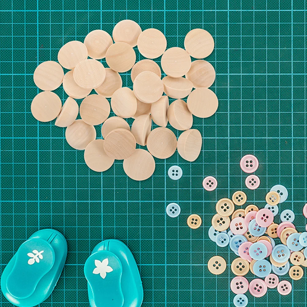 

50pcs Half Craft Ball Wooden Semi-Sphere DIY Jewelry Making Supplies Mini Hemisphere for Bracelet Pendant Garland Decoration