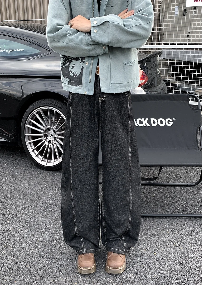 

Ретро-джинсы мужские в американском стиле, деконструированные, осенние, трендовые, повседневные, прямые, длинные брюки, широкие штаны в уличном стиле