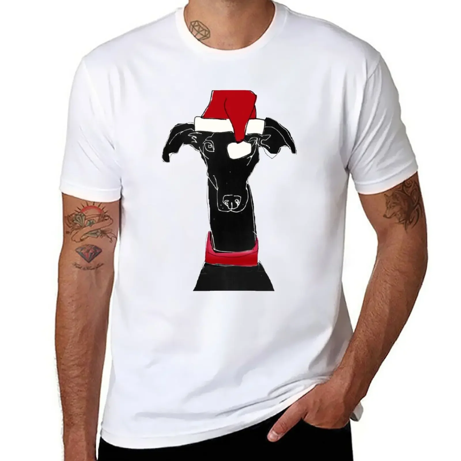 greyhound xmas T-Shirt oversizeds kawaii clothes plain white t shirts men