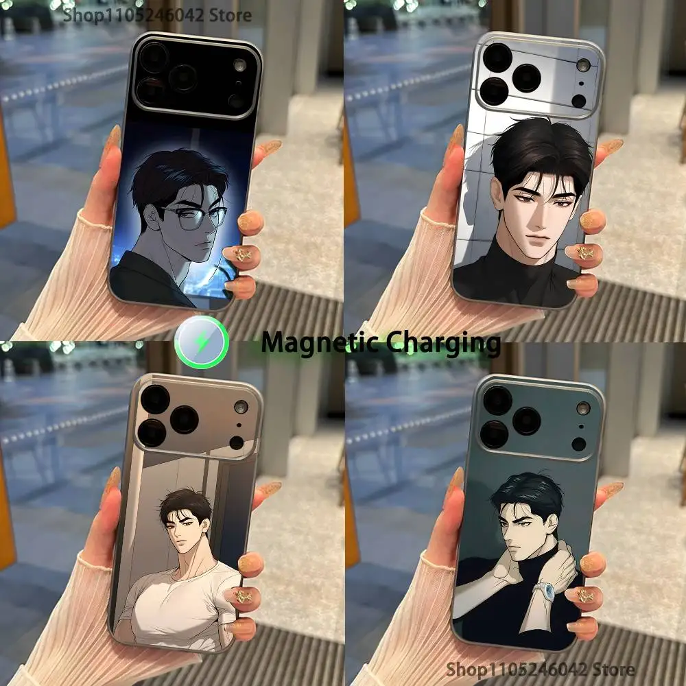 

J-JooES Anime J-Jaekyung For iPhone 17,16,15,14,13,12,11,Pro,Max,Plus Transparent gray Phone Case Magnetic Wireless Charging