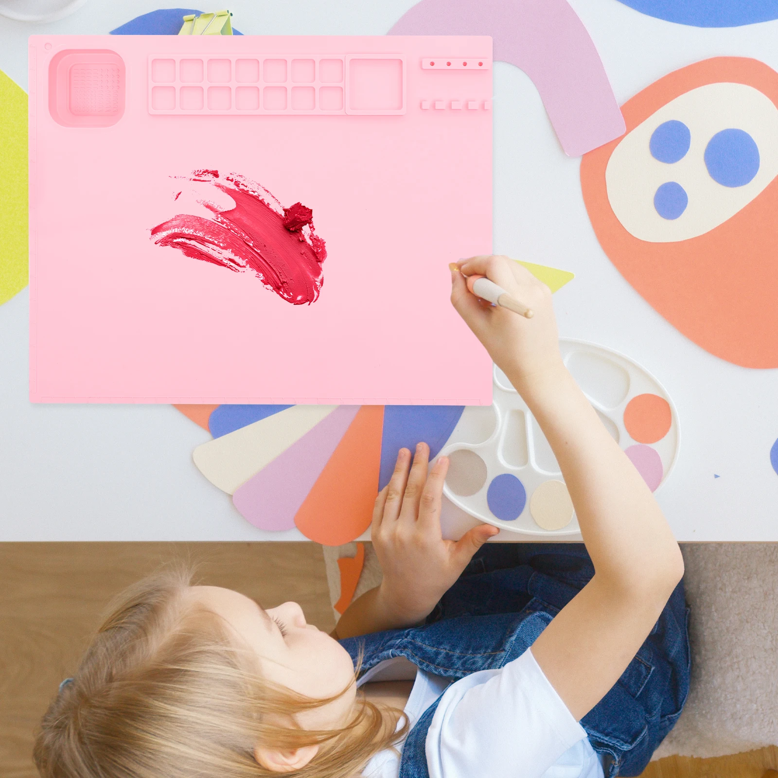 

1Set Watercolor Paint Pallet Silicone Pigment Mixing Tray Lightweight Durable Portable Art Color Mixing Board Paint